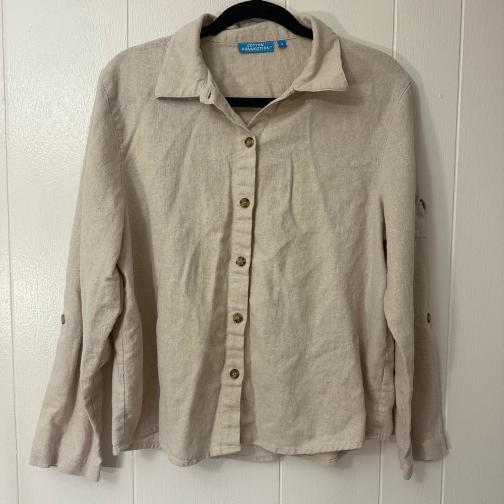 Cotton Connections 100% linen button up shirt